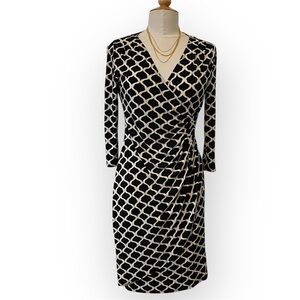 Frank Lyman Design Black & White Wrap Dress | Size 6